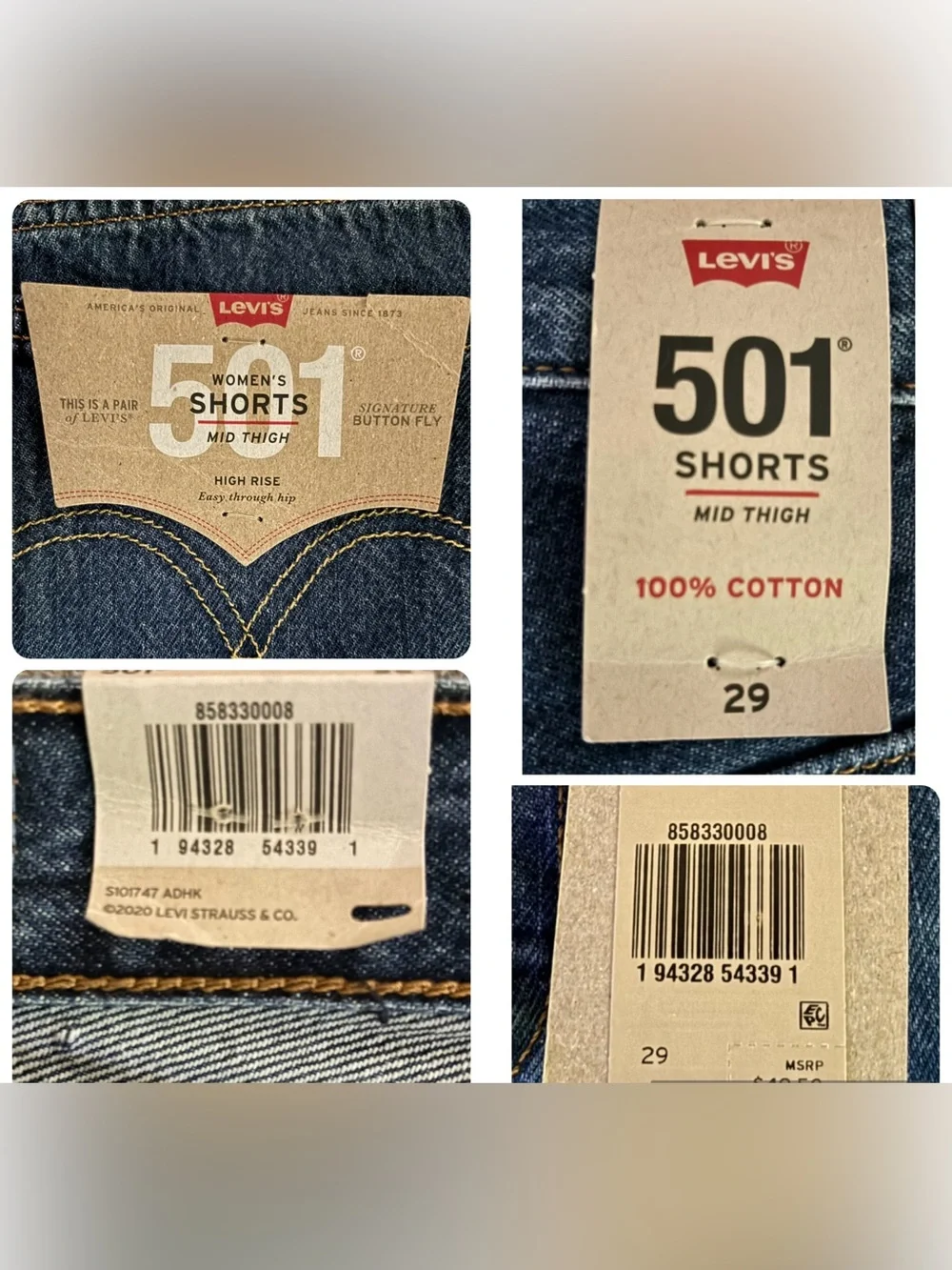 Levi’s 501 Mid thigh blue denim shorts